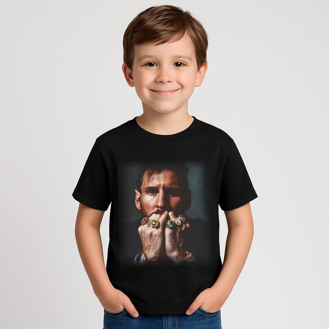 KIDS LIONEL MESSI 8 BALLON GOLD RINGS ⚽ T-SHIRT