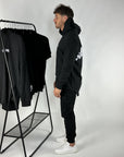 Men's 'Shawshank Longline Roman style Hoodie' with curved hems.