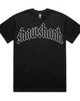 Shawshank Roman Shoulder curve outline front Print Oversized Tshirt.