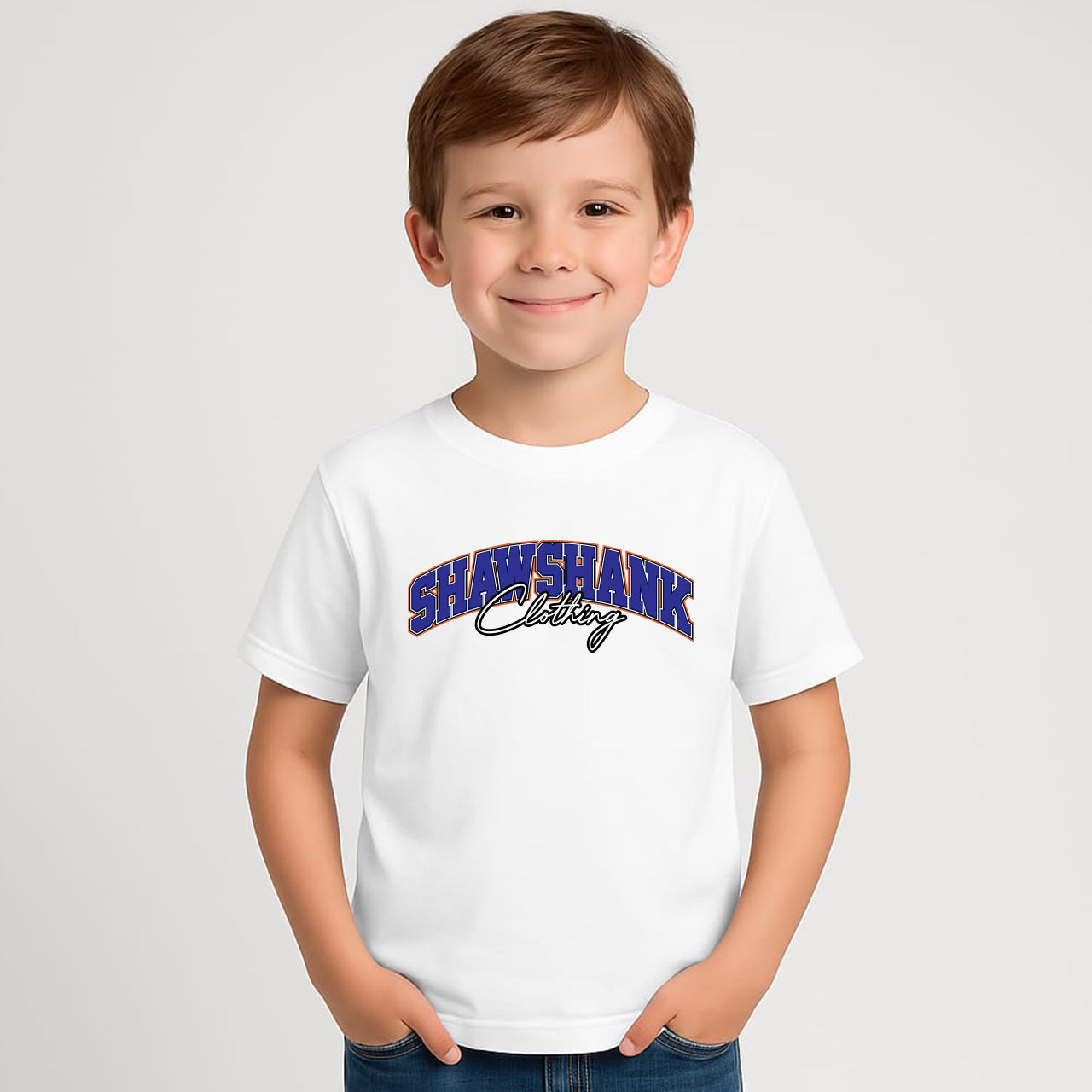 Kids SHAWSHANK CLOTHING BLUE SIGNATURE PRINT T-SHIRT