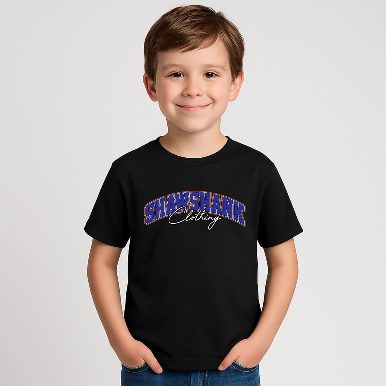 Kids SHAWSHANK CLOTHING BLUE SIGNATURE PRINT T-SHIRT