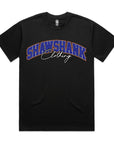 SHAWSHANK CLOTHING BLUE SIGNATURE PRINT T-SHIRT