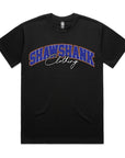 SHAWSHANK CLOTHING BLUE SIGNATURE PRINT T-SHIRT