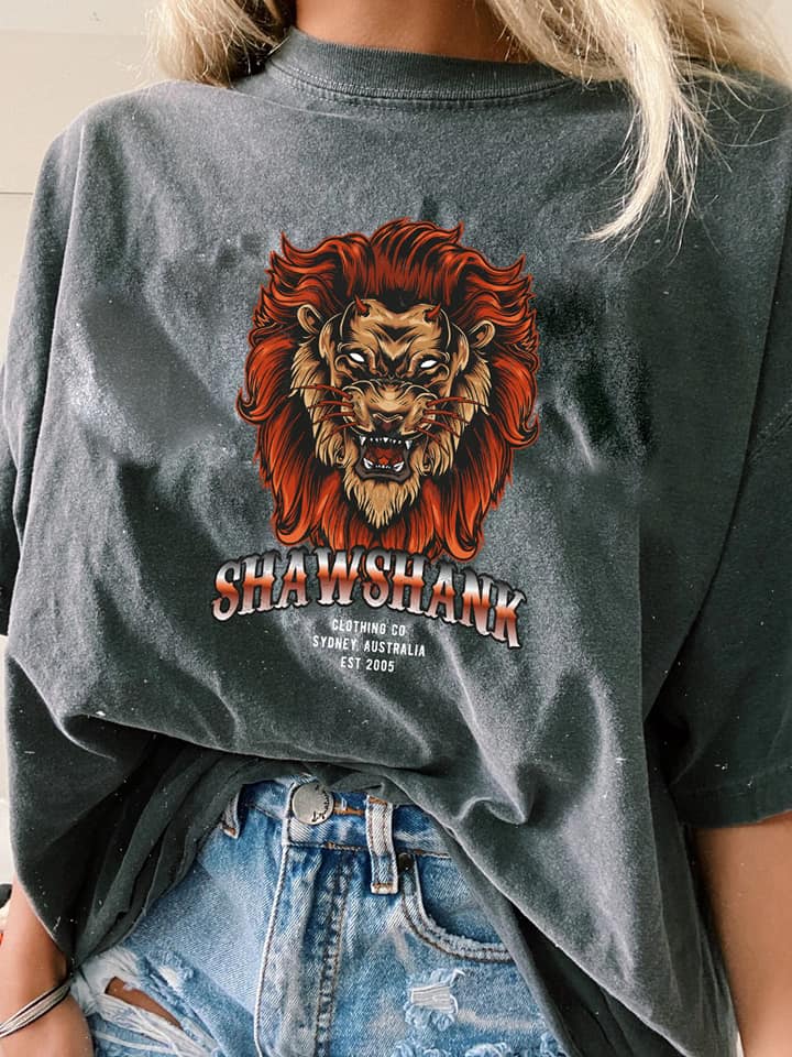 Womens Oversized ''LION KING'' Acid Wash T-Shirt