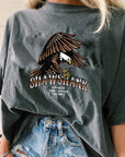 Womens Oversized ''EAGLE LANDING'' Acid Wash T-Shirt.