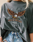 Womens Oversized ''EAGLE STANCE'' Acid Wash T-Shirt