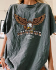 Womens Oversized ''EAGLE STANCE'' Acid Wash T-Shirt