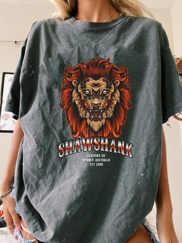 Womens Oversized ''LION KING'' Acid Wash T-Shirt