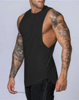 Men's Sleeveless curved hem Muscle Tank