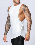 Men's Sleeveless curved hem Muscle Tank