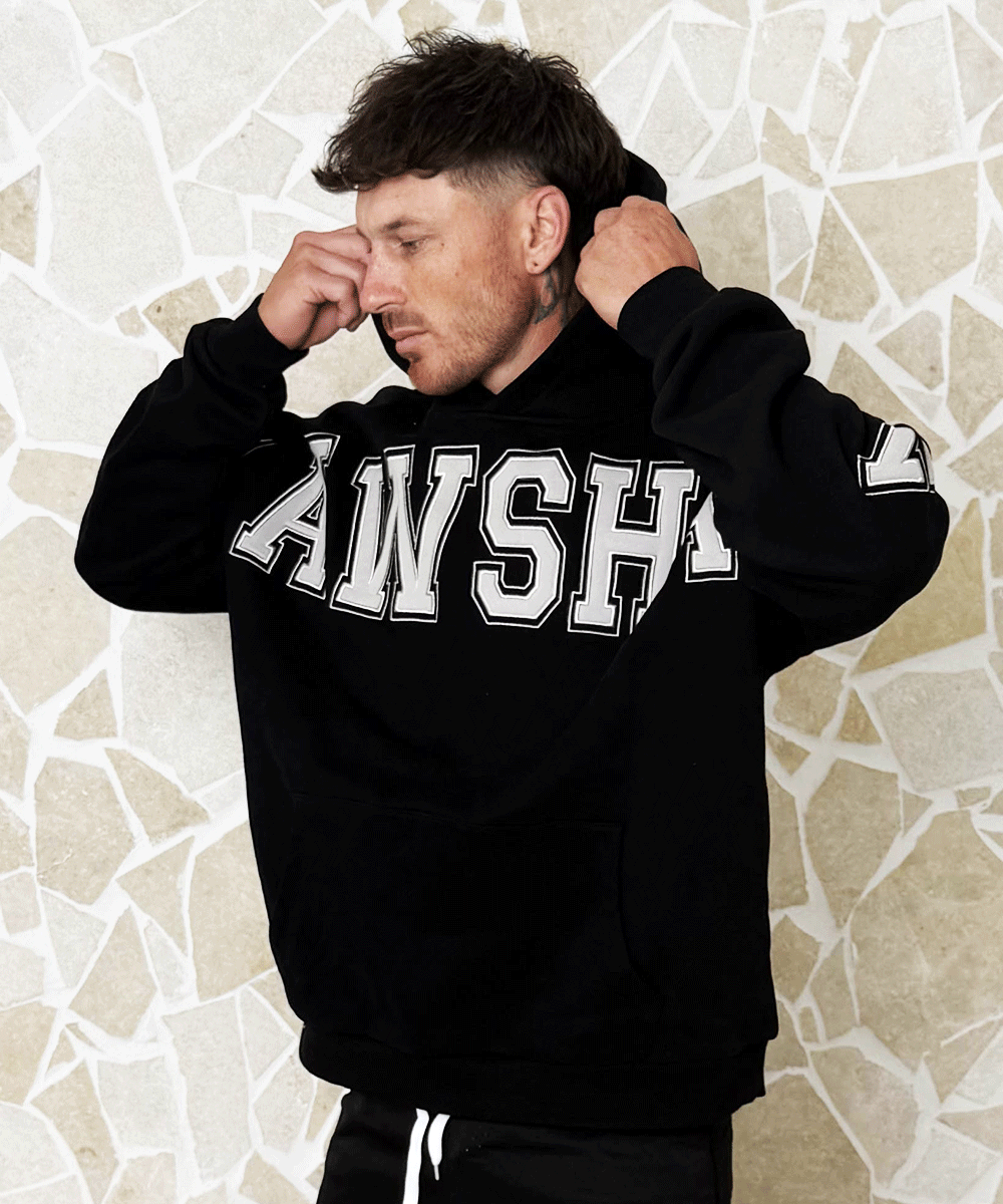 Men's Oversized 'SHAWSHANK' Applique Embroidery Hooded Jumper.