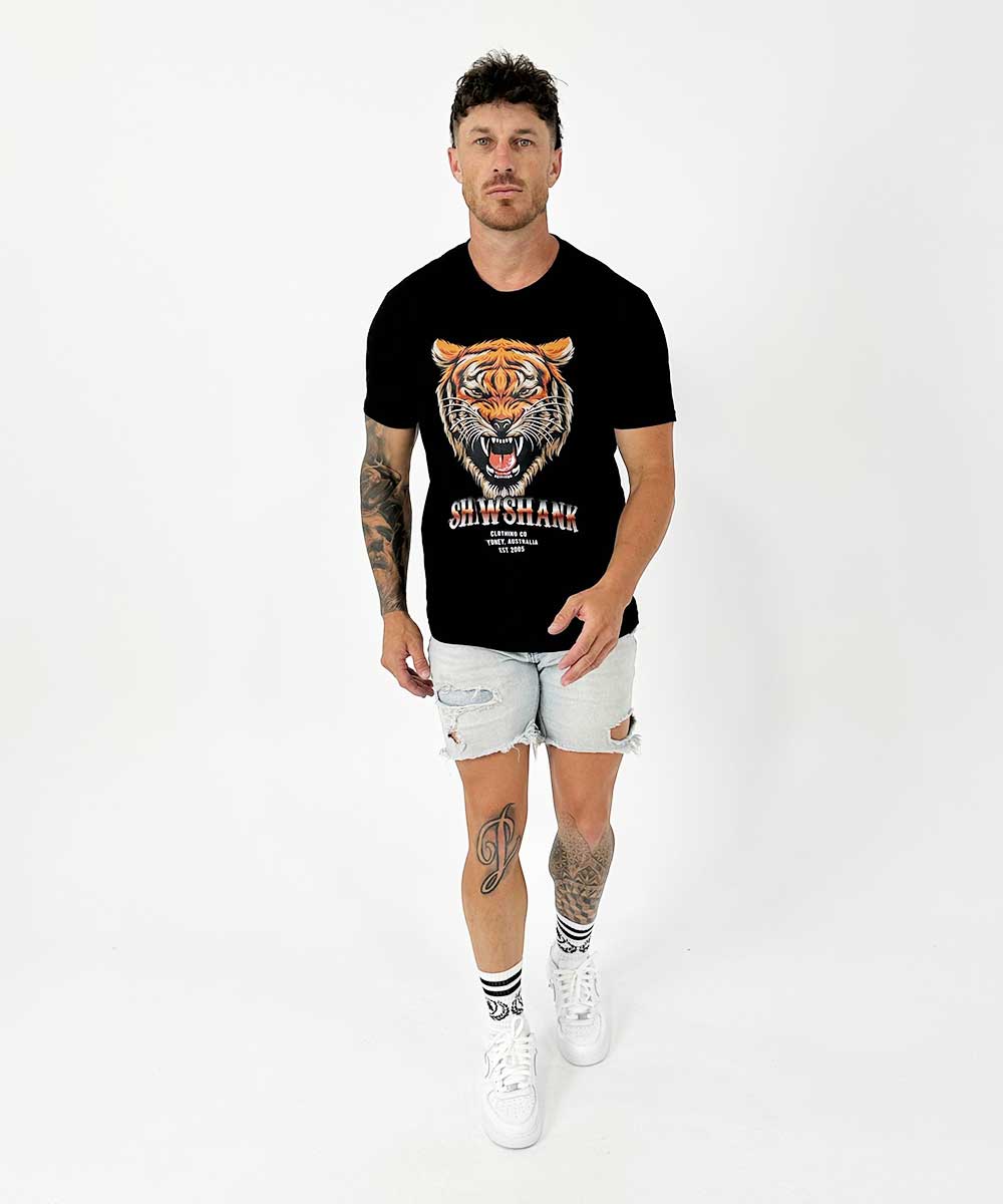 Men's ''EYE OF THE TIGER'' Acid Wash T-Shirt.