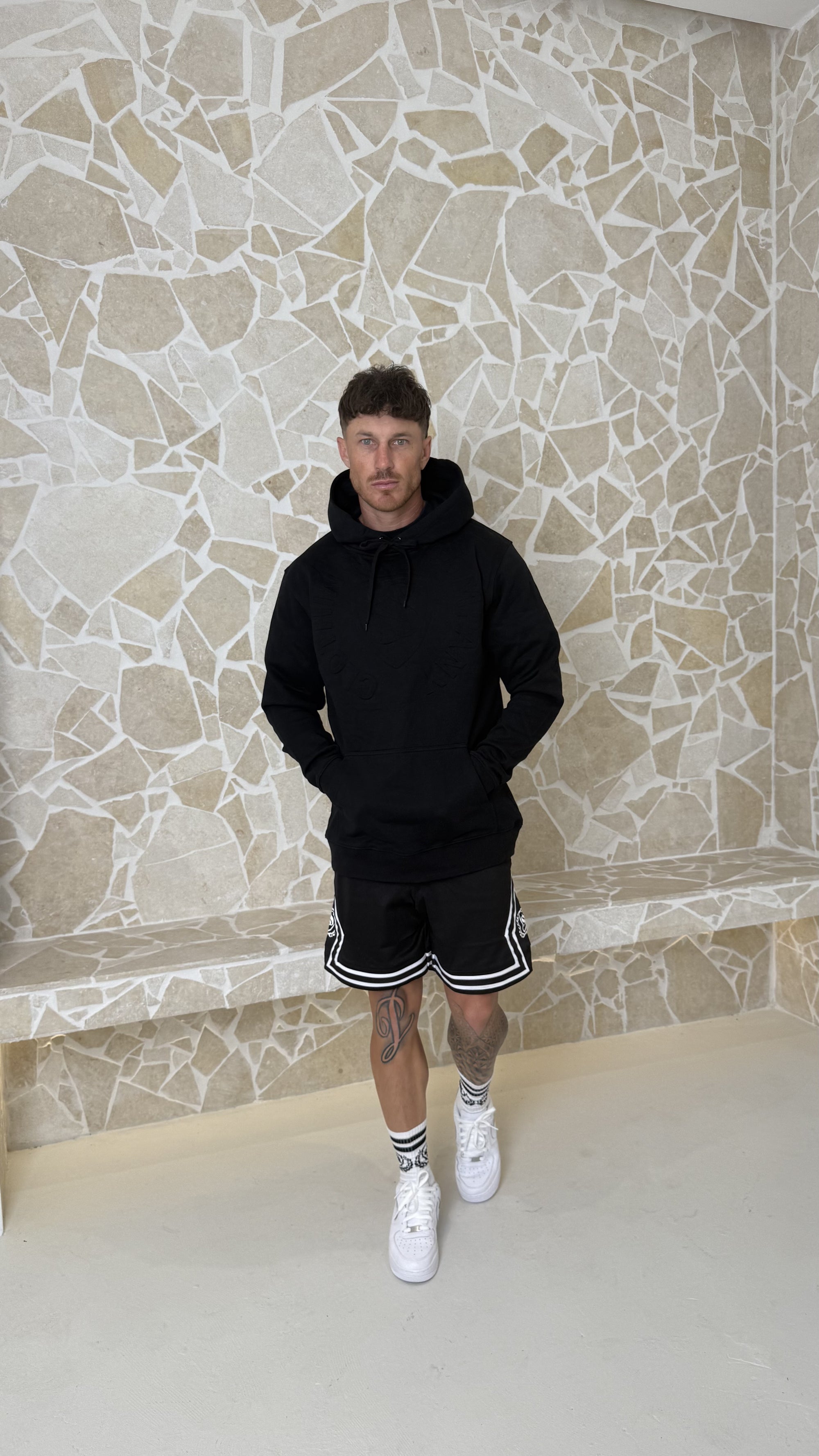 Men&#39;s fitted &#39;SHAWSHANK&#39; Embossed logo heavy weight Hoodie.