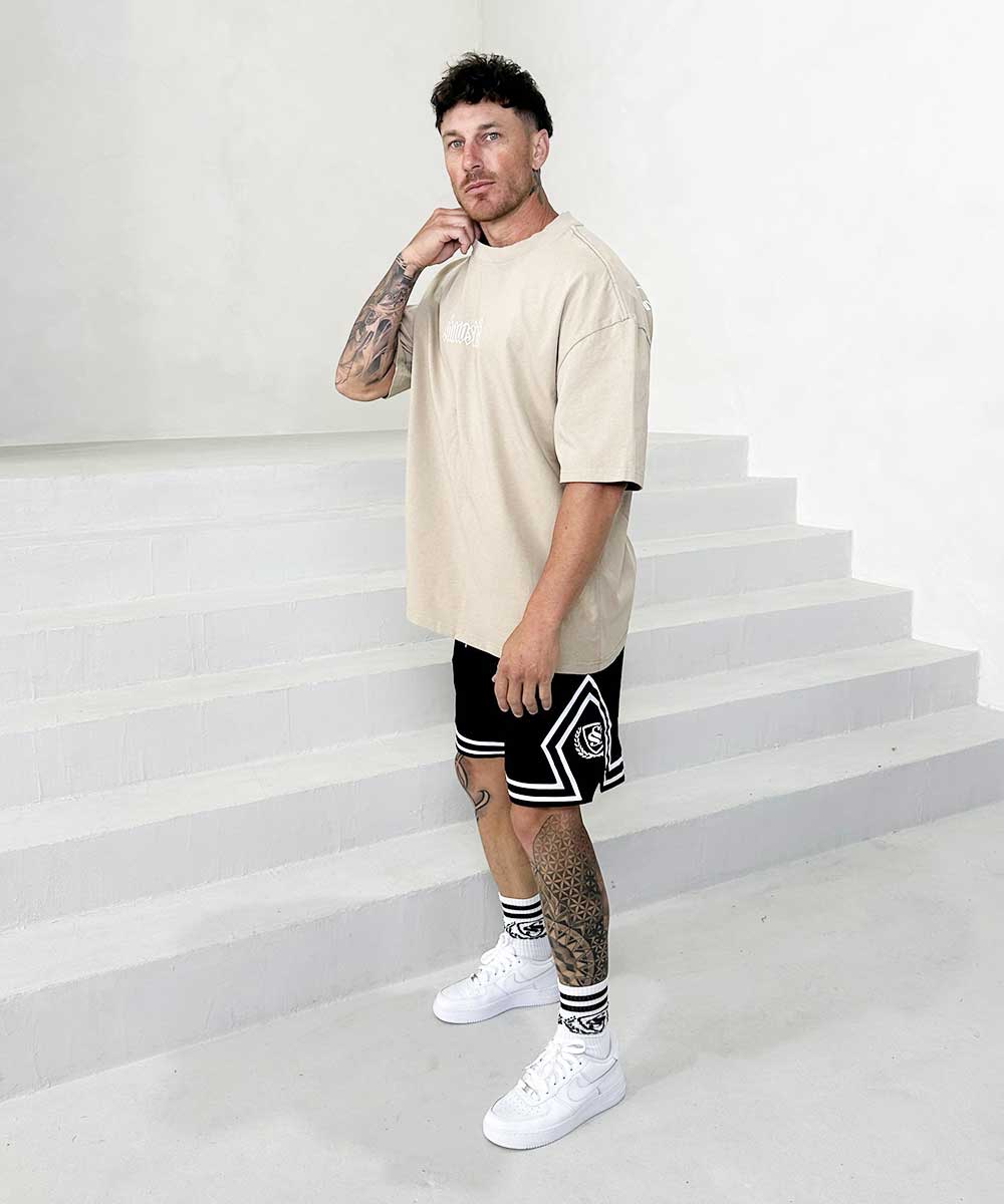 Men's Oversized Outline 'SHAWSHANK' Roman style print Heavy weight T-Shirt.