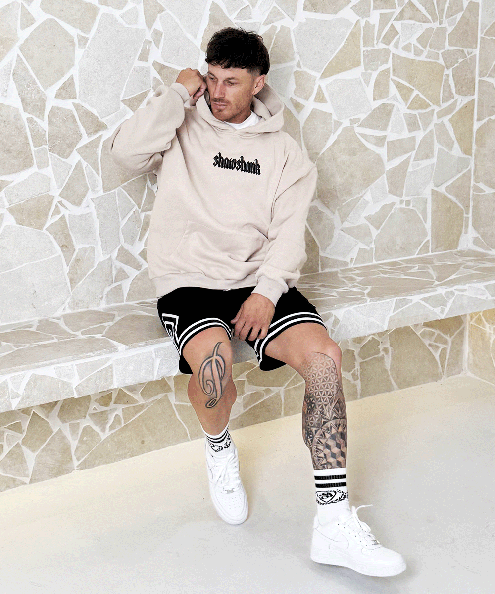 Men's Oversized 'SHAWSHANK' Roman style PUFF print Heavy weight Hoodie