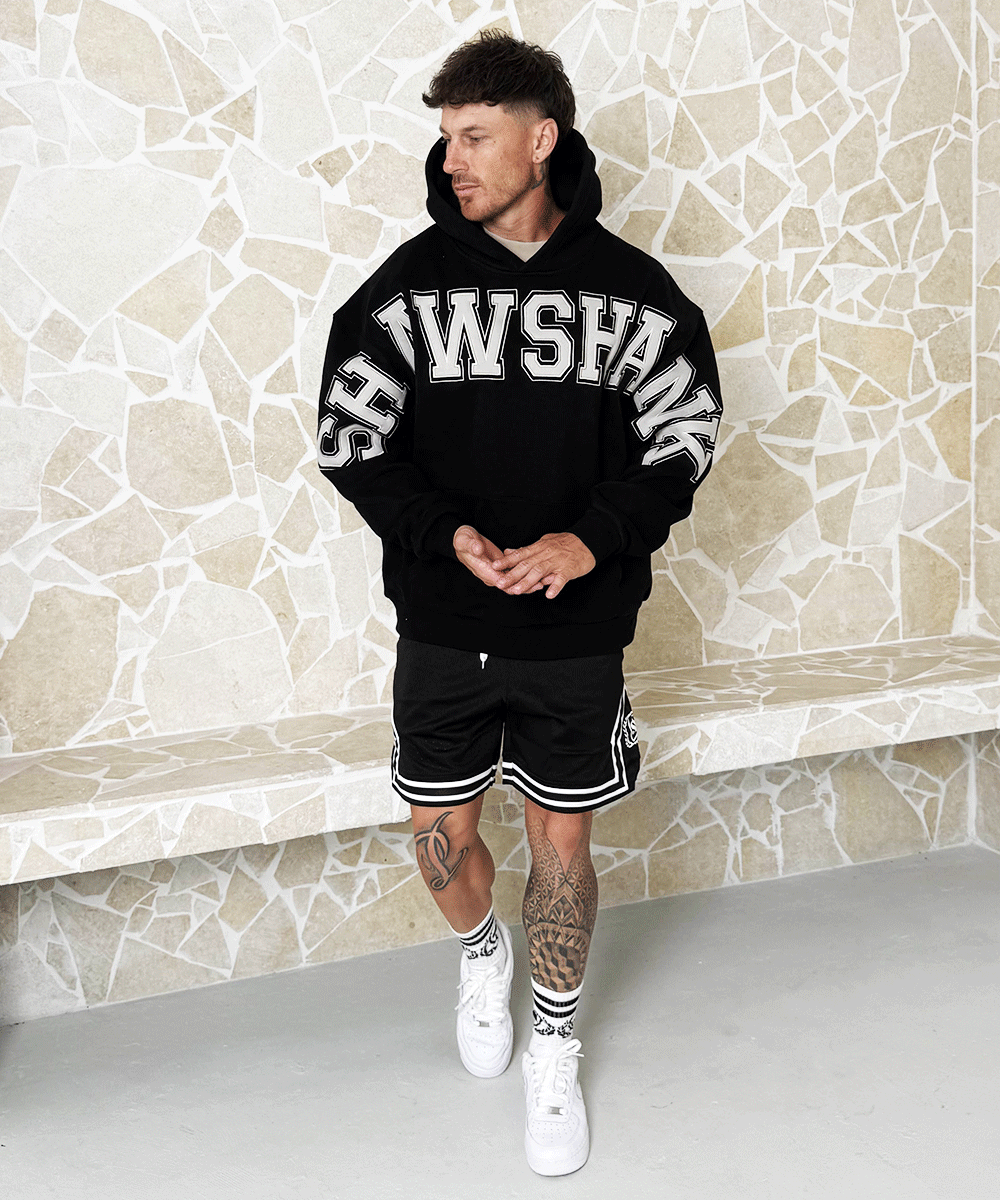Men's Oversized 'SHAWSHANK' Applique Embroidery Hooded Jumper.