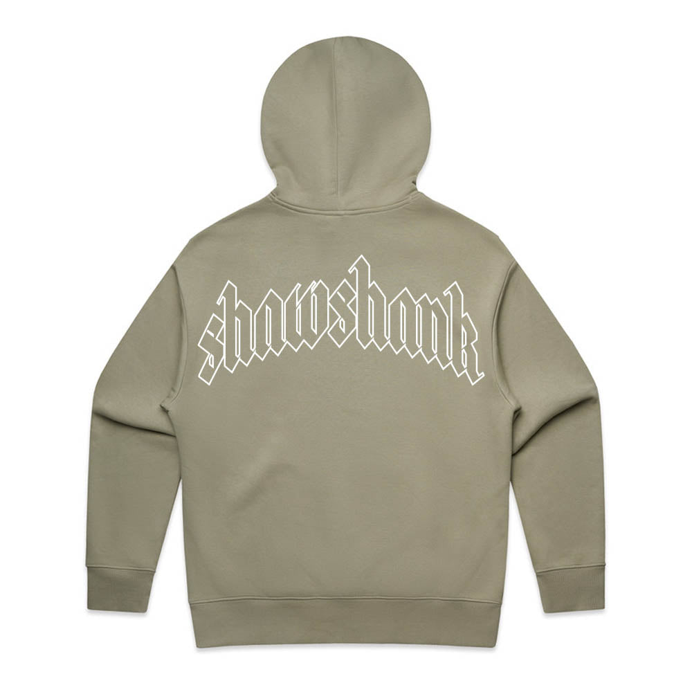 Men&#39;s Oversized Outline &#39;SHAWSHANK&#39; Roman style print Heavy weight Hoodie