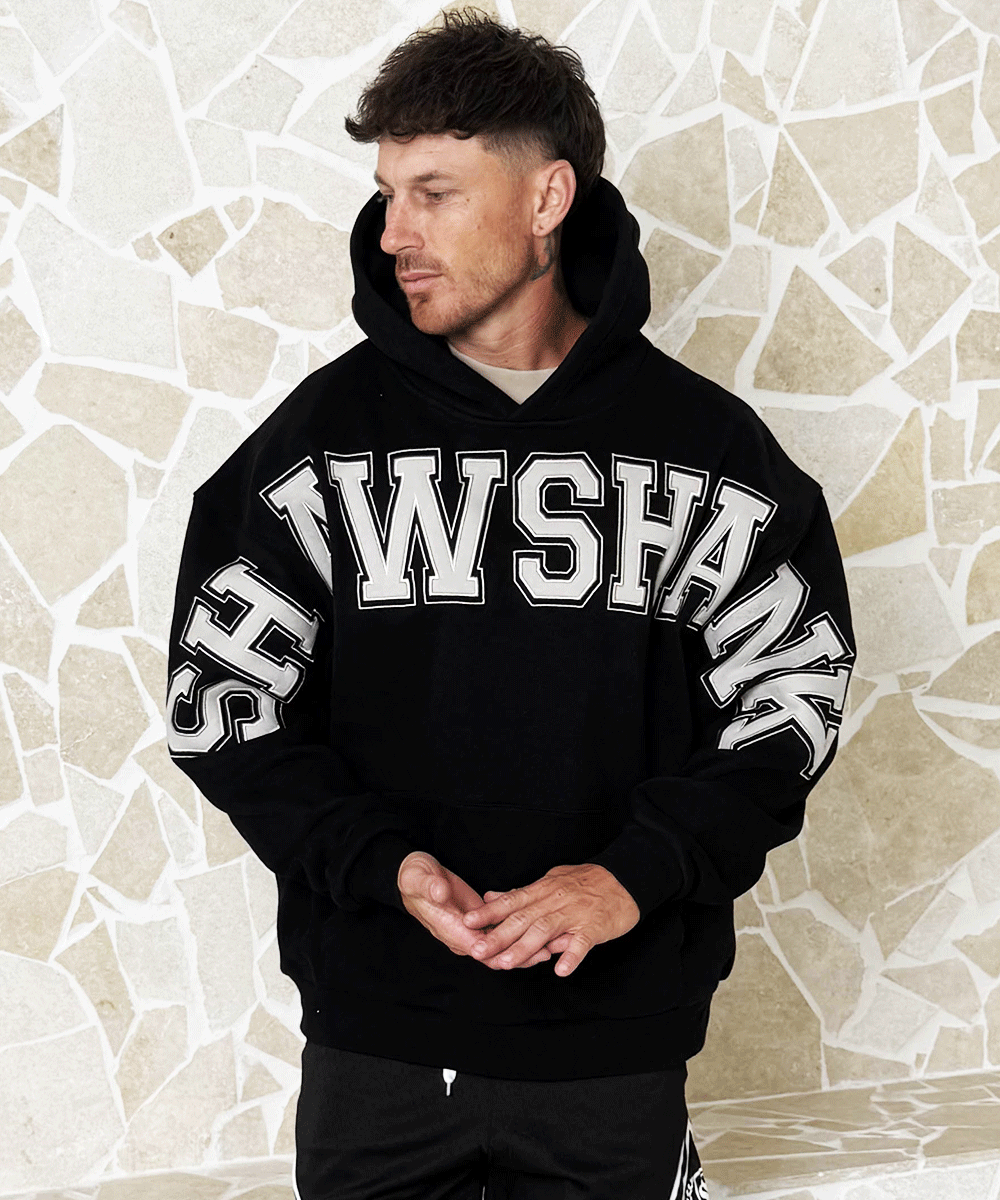 Men's Oversized 'SHAWSHANK' Applique Embroidery Hooded Jumper.