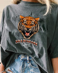 Womens Oversized ''EYE OF THE TIGER'' Acid Wash T-Shirt