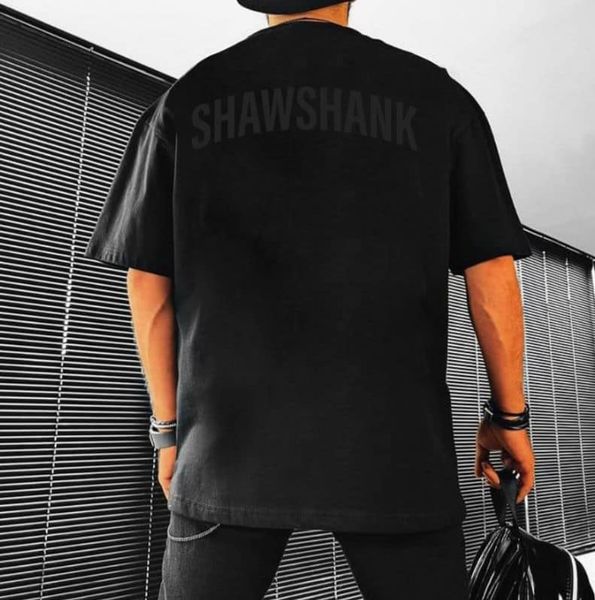 Men&#39;s Oversized  &#39;SHAWSHANK&#39; shoulder print Heavy weight T-Shirt.